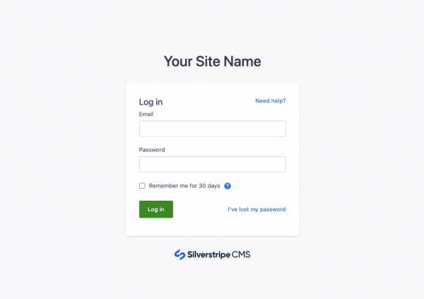Silverstripe CMS log in screen