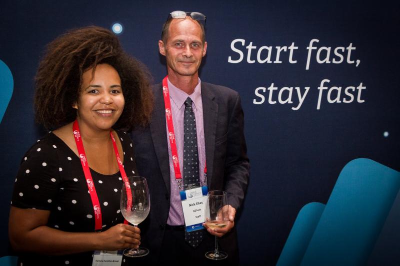 Kamala and another attendee at the SilverStripe booth