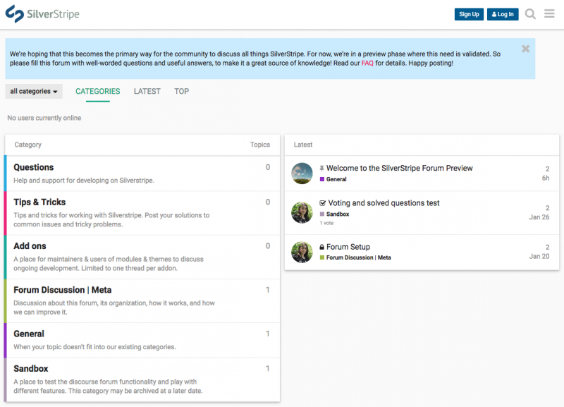 Silverstripe new forum screenshot