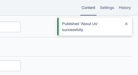 An example of a toast notification when you publish a page in Silverstripe CMS