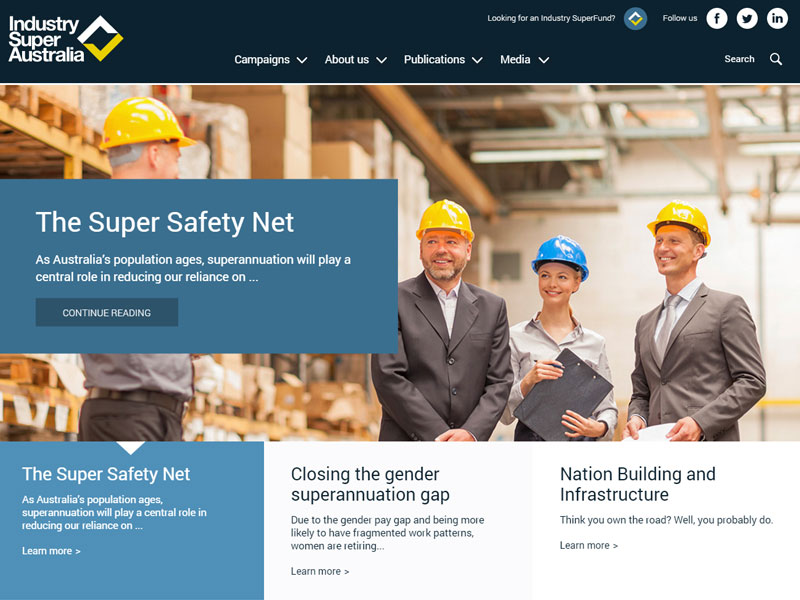 Industry Super Australia website (SparkGreen)